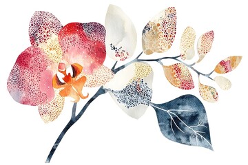 Fototapeta premium Set of Hand drawn watercolor illustration Red Apple Flowers. Vector, Isolated on white background. Element for design of invitations, flower, watercolor, blossom, cherry, pink, sakura, orchid, spring,