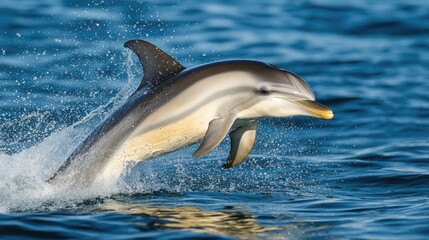 Fototapeta premium Striped Dolphin Leaping Gracefully From Ocean Water