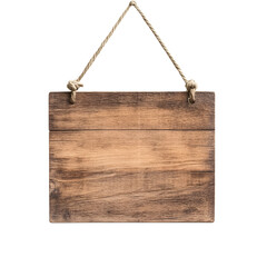 Rustic Wooden Sign on a Twisted Rope, Perfect for Custom Messages or Decorative Displays in Natural and Vintage Settings