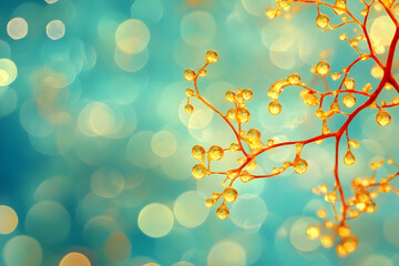 Golden branch with bokeh background.