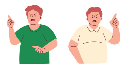 Angry Obese Man with Pointing Finger