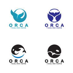 Killer whale Orca logo design vector illustration