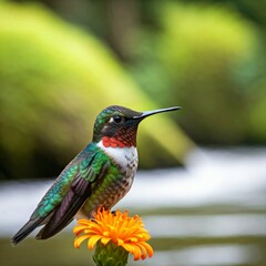 Naklejka premium Did you know that hummingbirds can fly backwards? They're the only birds that can do this! 
