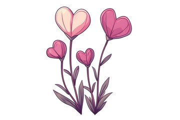 Fototapeta premium Watercolor Flower, Painting on canvas, Illustration Retro set with different daisy flowers. Colorful vector illustration isolated on white background in vintage style flower, watercolor, vector, pink,