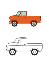 A fun pickup truck coloring page for kids! Let their creativity shine as they color a cool truck, perfect for young car enthusiasts. Great for learning and play!