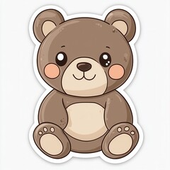 Adorable cartoon brown bear cub sitting. © PPS