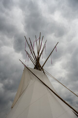 Flap Pole And Gathering Of Main Poles At The Top Of Teepee