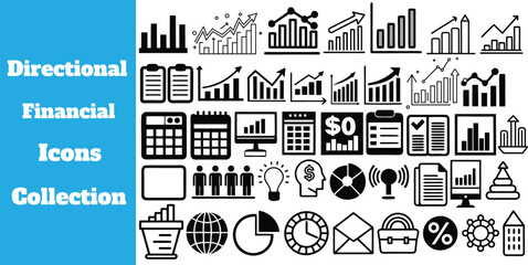 Fototapeta premium Comprehensive Collection of Directional Financial Arrow Icons for Modern Business Visualizations.
