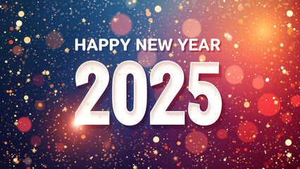 Happy New Year 2025 with elegant typography design with gold realistic metal number. 2025 New Year celebration for premium 