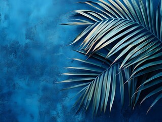 Fototapeta premium Vibrant Blue Tropical Leaves: An Abstract Composition