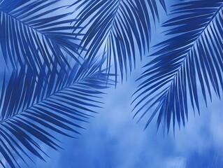 Obraz premium Vibrant Blue Tropical Leaves: An Abstract Composition