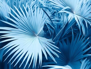 Fototapeta premium Vibrant Blue Tropical Leaves: An Abstract Composition