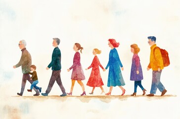 Obraz premium Family Illustration Generations Walking Together