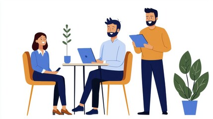 Business Team Meeting Collaboration Illustration | Flat design illu...