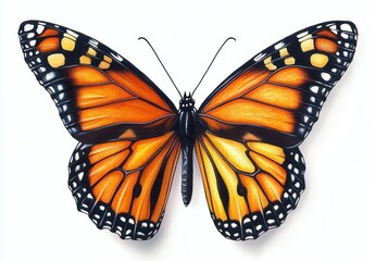 Obraz premium Hyper-realistic Monarch Butterfly Wings Front and Back Isolated on White Background for Collection and Design