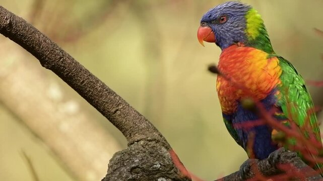 The rainbow lorikeet is a species of parrot found in Australia. It is common along the eastern seaboard, from northern Queensland to South Australia.