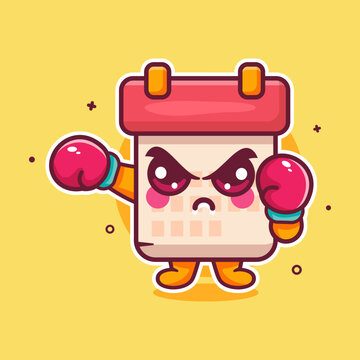 recommend clip art: serious calendar character mascot playing boxing sport isolated cartoon