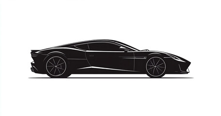 Naklejka premium Black silhouette of a sports car on a white background. 
