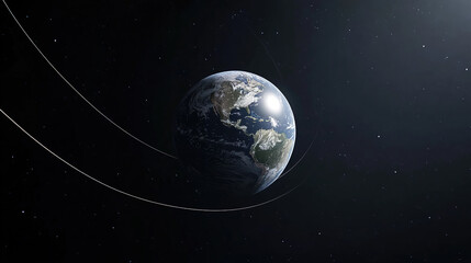 Obraz premium Earth axis diagram illustration showing the tilt of the Earth's rotational axis relative to its orbital plane, explaining the cause of seasonal changes and the distribution of sunlight.