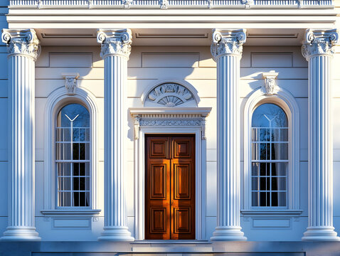 Classical Architecture 3D Render of Elegant Building Entrance - Powered by Adobe