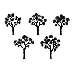Fototapeta premium Set of Black Joshua tree vector illustration