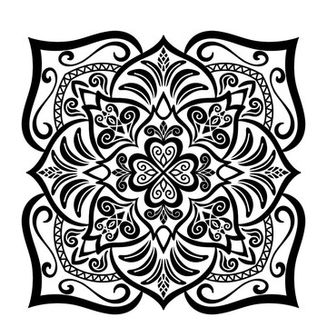a black and white design with a design that says mandalas