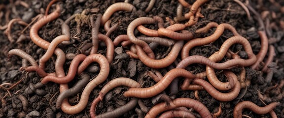 Obraz premium Earthworms in a compost pile with different textures on white, texture, soil