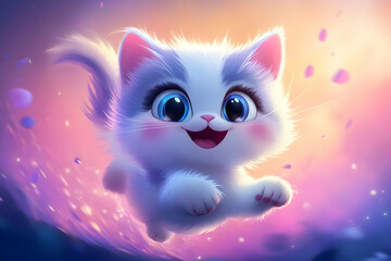 Cute Kitten Illustration: Magical Flight