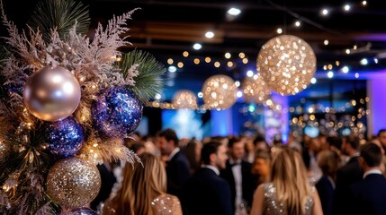 Festive celebration event elegant venue holiday gathering nighttime atmosphere close-up view christmas spirit
