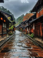 Obraz premium Natural views of Japanese cities with beautiful building structures and nature ai generated