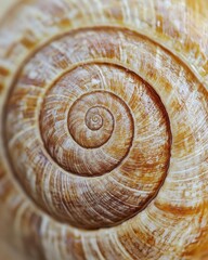 Close-up of a spiral shell showcasing intricate natural patterns.