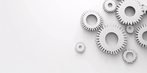 Close up of metal gears and cogs mechanism with copy space. Abstract industrial background.