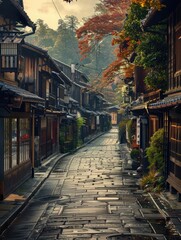 Obraz premium Natural views of Japanese cities with beautiful building structures and nature ai generated