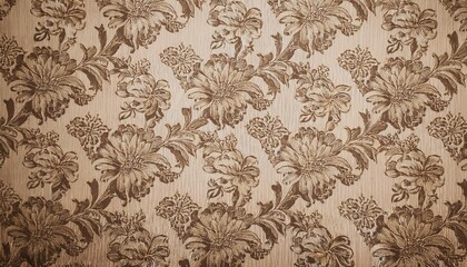 Obraz premium 빈티지 패턴 벽지 올드한 감성이 느껴지는 세피아 톤의 꽃무늬 패턴 벽지