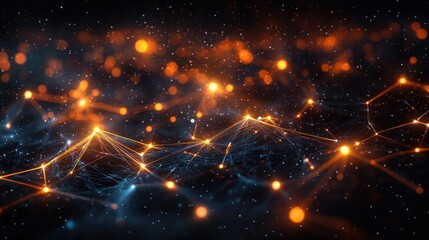 futuristic abstract glowing orange silver network background technology design element cyberpunk digital connectivity illustration