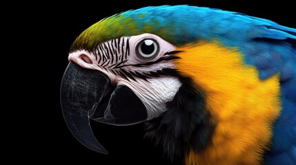 Vibrant macaw parrot portrait exotic rainforest wildlife photography dark background close-up colorful bird concept