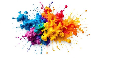 Obraz premium Vibrant ink splash on plain white background with texture, artistic canvas, playful ink effects, dynamic ink art