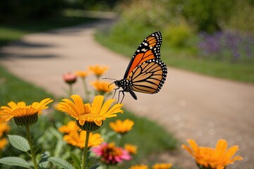 Obraz premium Delicate Monarch Butterflies Dancing on Sunny Trails