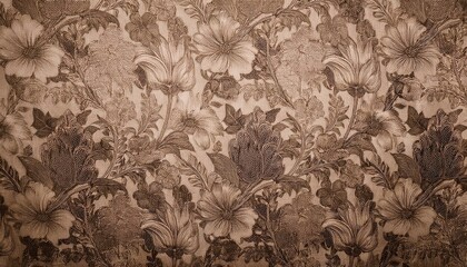 Obraz premium 빈티지 패턴 벽지 올드한 감성이 느껴지는 세피아 톤의 꽃무늬 패턴 벽지