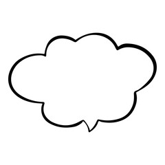 Fototapeta premium A minimalist black and white speech bubble illustration with dynamic curved lines, perfect for comic design, messaging apps, presentations, or creative text placeholders.