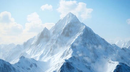 Obraz premium A majestic snow-capped mountain under a clear blue sky.