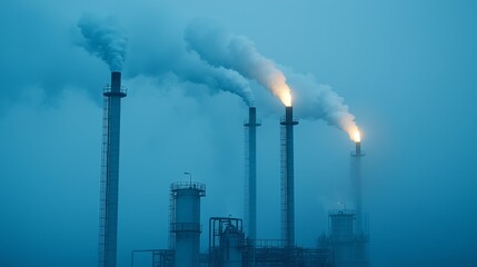 Industrial emission release urban factory atmospheric photography gloomy environment close-up view pollution concept