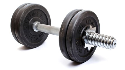 Naklejka premium Barbell Isolated on White Background, Standing Alone as a Symbol of Strength and Fitness, Ready for Use.