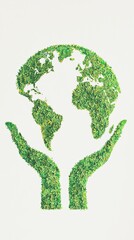 Global environmental awareness green earth hands concept art nature creative design minimalist style inspirational viewpoint