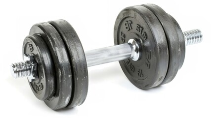 Barbell Isolated on White Background, Standing Alone as a Symbol of Strength and Fitness, Ready for Use.