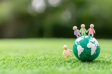 Global awareness rally nature figurine display outdoor setting eye level environmental consciousness