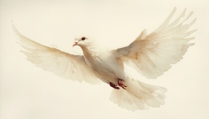 Obraz premium Dove, Cross, and Crown in Watercolor Illustration, Christian Symbols of Faith and Spirituality