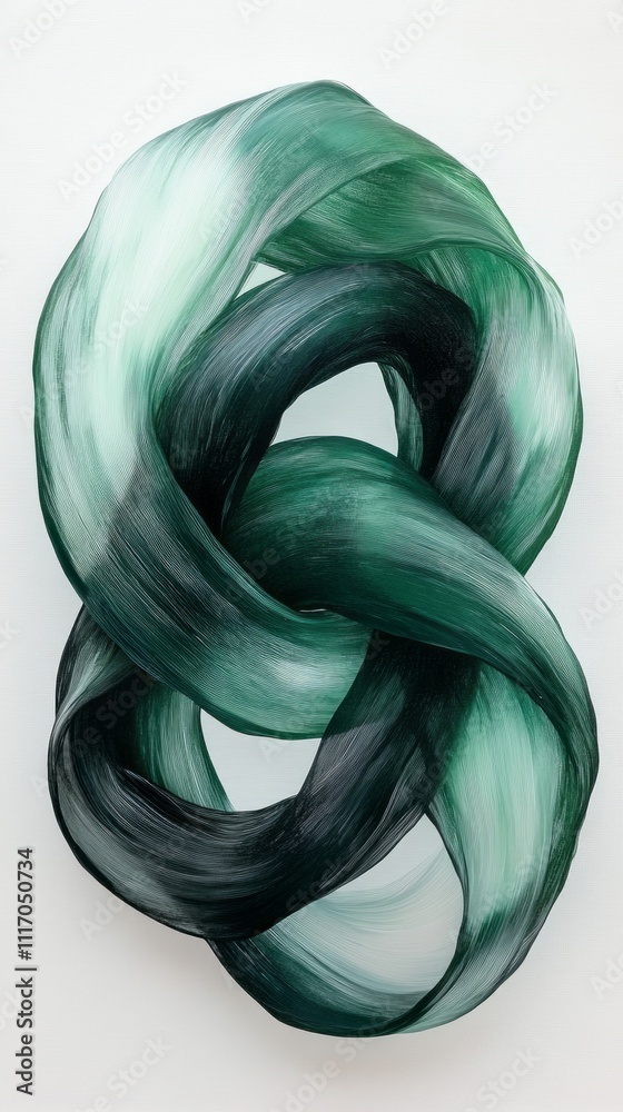 Poster curved, flowing shapes blend shades of green and black, creating a dynamic visual experience that in