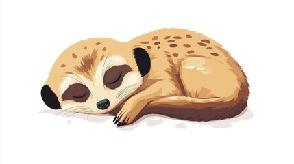 Cute sleeping meerkat 2D Logo on a white background