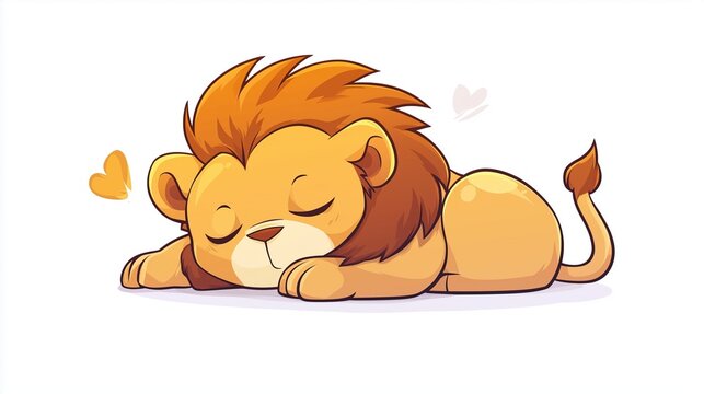 Cute sleeping lion cub 2D Logo on a white background